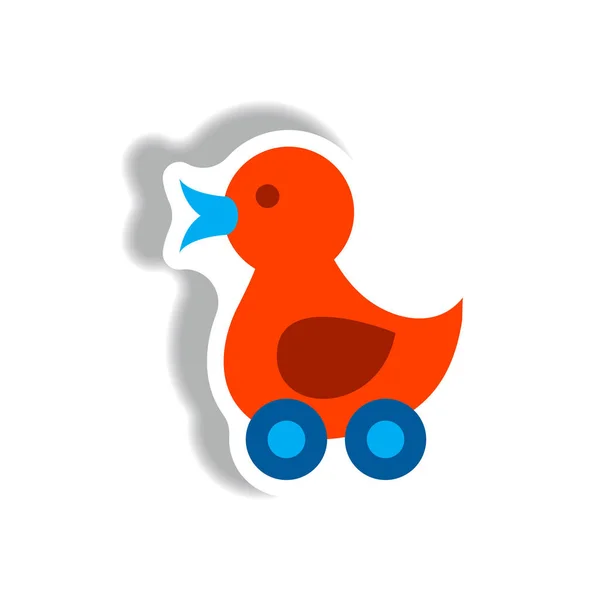 Stylisches Symbol Papier Sticker Stil Entenspielzeug — Stockvektor