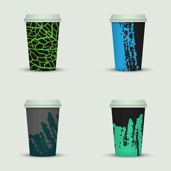 Vízfesték Készlet Elvenni Kávé Csésze Design — Stock Vector