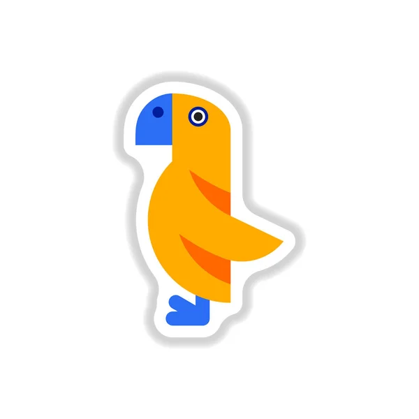 Buntes Papageiensymbol Sticker Stil — Stockvektor