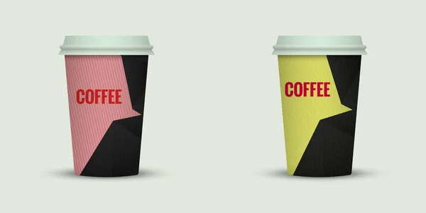 Kreatív Kávé Csésze Sablon Könnyű Háttér — Stock Vector