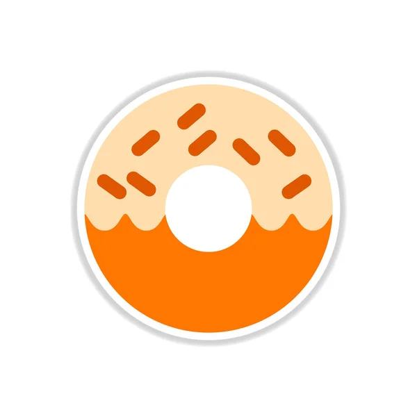 Donut Sticker Stil Aus Papier — Stockvektor