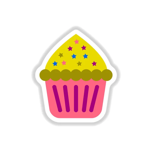 Illustration Vectorielle Papier Style Autocollant Cupcake — Image vectorielle