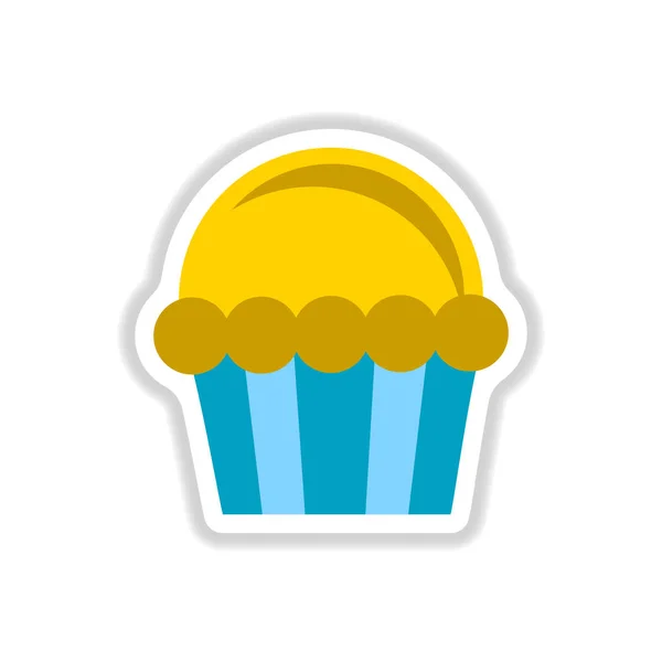 Illustration Vectorielle Papier Style Autocollant Cupcake — Image vectorielle