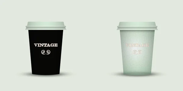 Kreativa Kaffe Koppar Mallen Ljus Bakgrund — Stock vektor