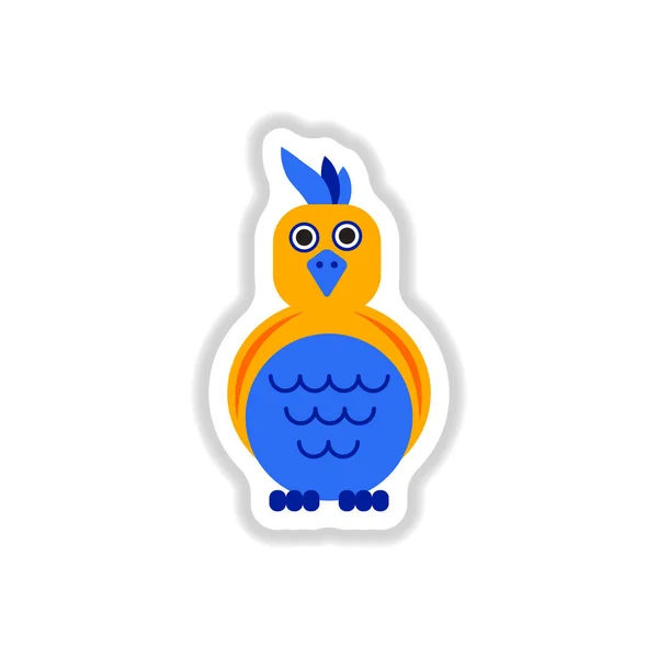 Buntes Papageiensymbol Sticker Stil — Stockvektor