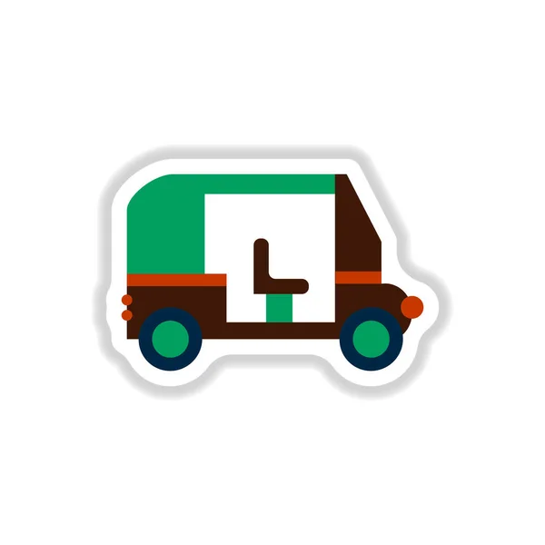 stylish icon in paper sticker style trailer car