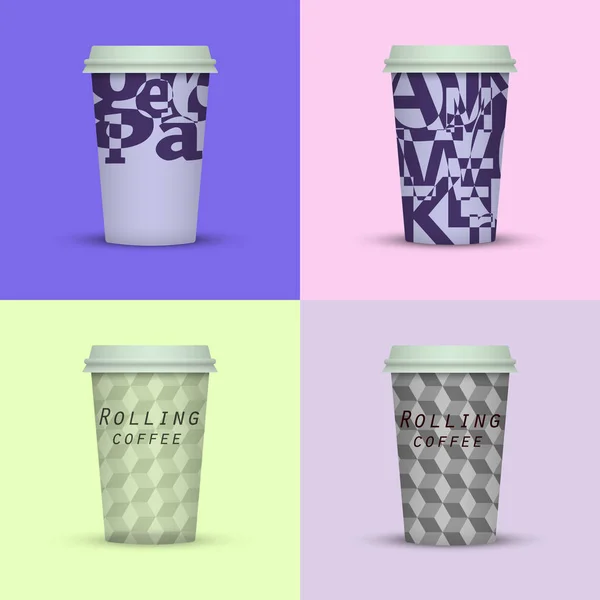 Conjunto Diferentes Tazas Café — Vector de stock