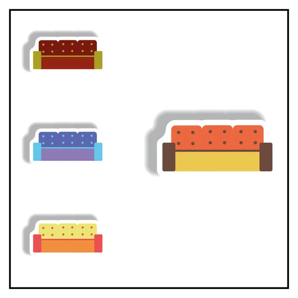 스티커 스타일 소파에서 일러스트 컬렉션 — 스톡 벡터