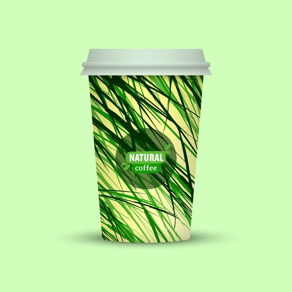 yaratıcı kahve Kupası şablonu yeşil zemin üzerine 