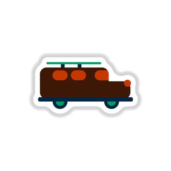 Icono Con Estilo Coche Estilo Etiqueta Papel — Vector de stock