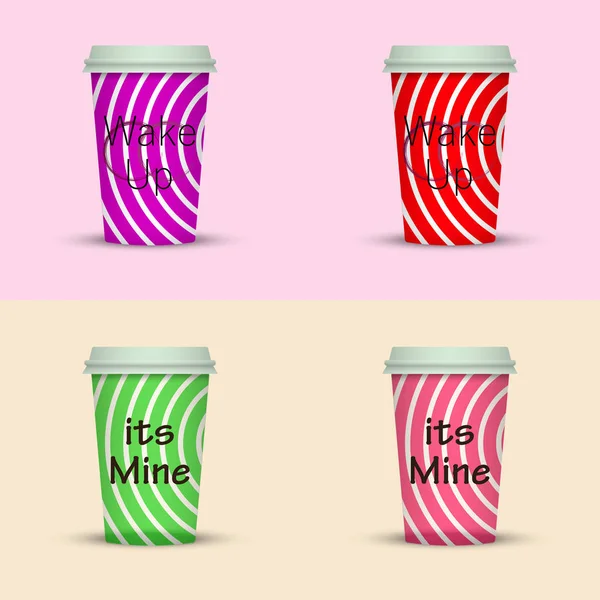 Set Diseño Creativo Tazas Café Para Llevar — Vector de stock