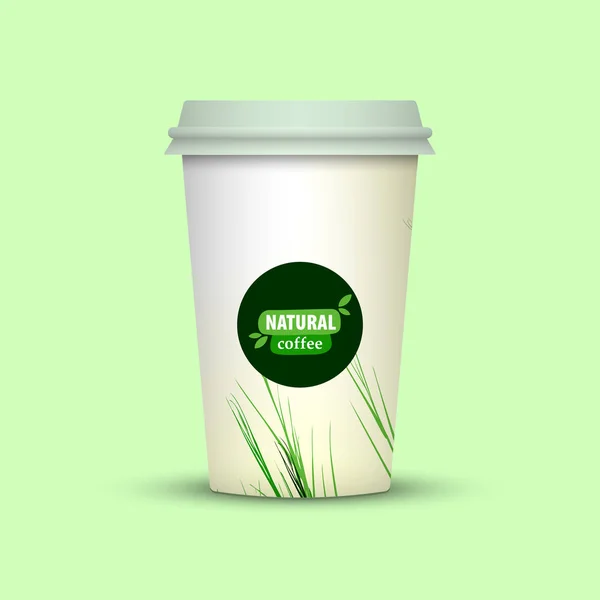 Plantilla Creativa Taza Café Sobre Fondo Verde — Vector de stock