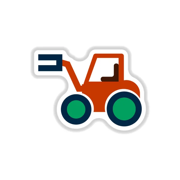 Vector Illustration Paper Sticker Style Tractor — Stock Vector