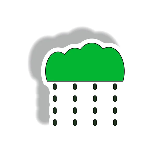 Rain Icon Paper Sticker Style — Stock Vector