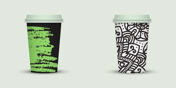 Acuarela Quitar Tazas Café Diseño Creativo — Vector de stock