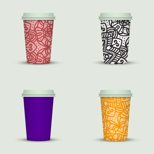 Kreatív Készlet Elvenni Kávé Csésze Design — Stock Vector