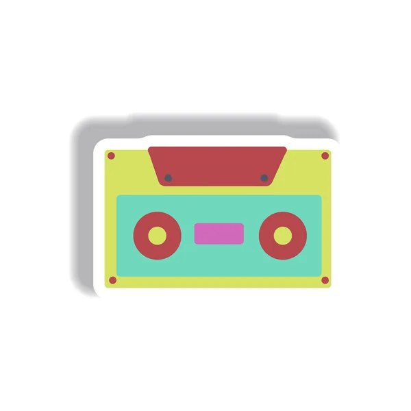 Ilustración Vectorial Cassette Música Retro Estilo Pegatina Papel — Archivo Imágenes Vectoriales