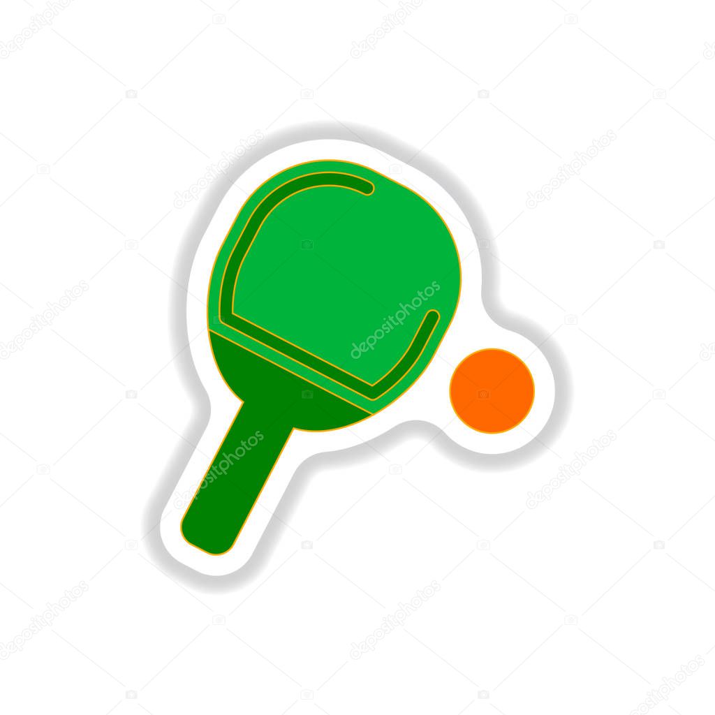 ping pong racket in paper sticker style