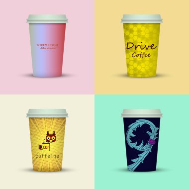 Yaratıcı dizi kahve kupaları tasarım götürün.