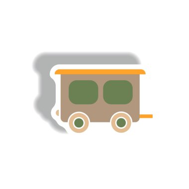 Kağıt etiket stili römork arabada şık simge