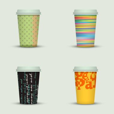 Kahve kupaları vektör çizim seti 