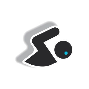 kağıt etiket tarzı adam yüzücü