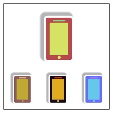 Vektör çizim kağıt etiket stili telefonda topluluğu