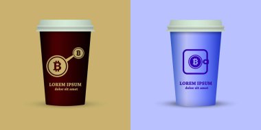 renk arka plan üzerinde iki kahve fincanı