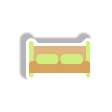 Vektör çizim kağıt etiket stili yatakta