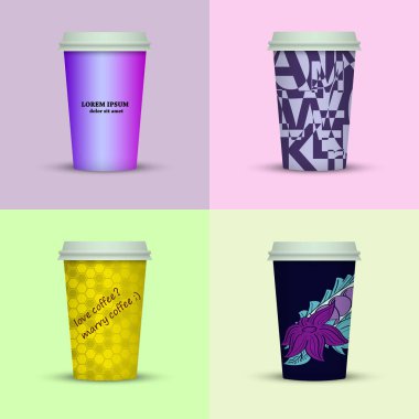 Yaratıcı dizi kahve kupaları tasarım götürün.