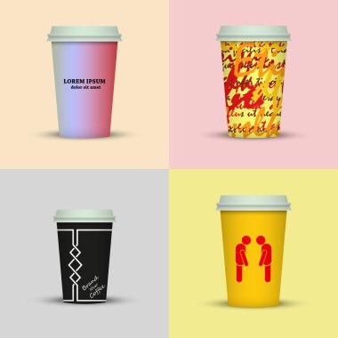 Yaratıcı dizi kahve kupaları tasarım götürün.