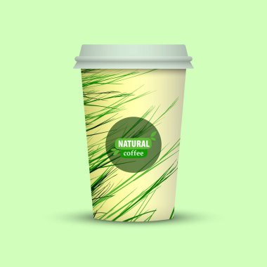 yaratıcı kahve Kupası şablonu yeşil zemin üzerine 