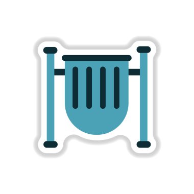 Park çöp urn vektör çizim kağıt etiket tarzı içinde