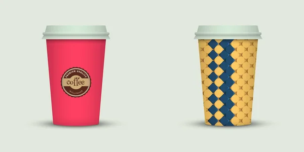 Twee Kopjes Koffie Vector Illustratie — Stockvector