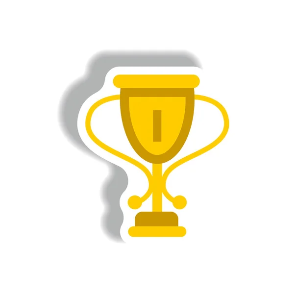 Κύπελλο Νικητής Στο Στυλ Αυτοκόλλητο Χαρτί — Διανυσματικό Αρχείο