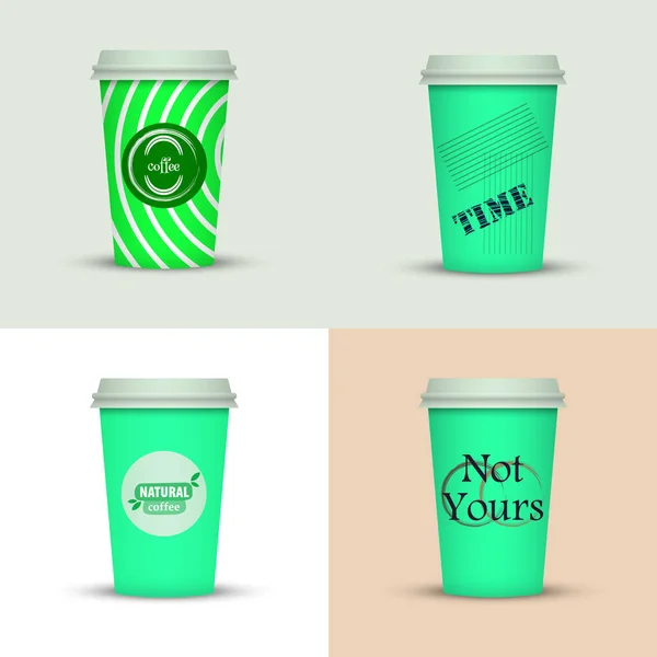 Set Diseño Creativo Tazas Café Para Llevar — Vector de stock