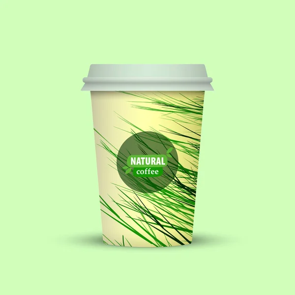 Kreative Kaffeetasse Vorlage Auf Grünem Hintergrund — Stockvektor