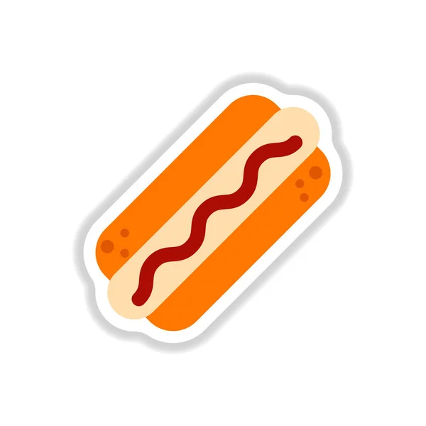 Hot Dog Paper Sticker Style — Stock Vector