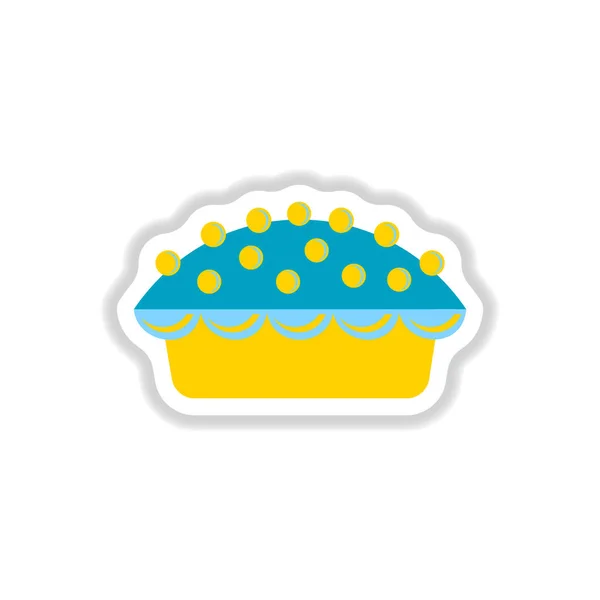 Ilustração Vetorial Papel Adesivo Estilo Delicioso Torta — Vetor de Stock