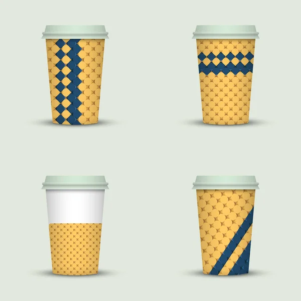 Ensemble Tasses Café Cappuccino Créatives — Image vectorielle