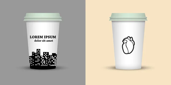 Design Creativo Tazze Caffè Asporto — Vettoriale Stock