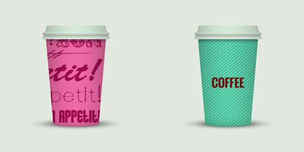 Deux Tasses Café Sur Fond Clair — Image vectorielle