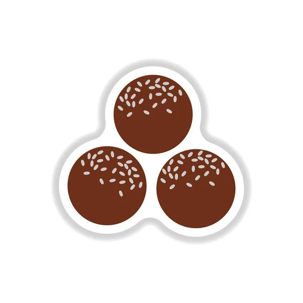 Falafel ball arabic food made from chickpeas. Vector illustration sticker for vegetarian menu, traditional cuisine dish, eastern snack