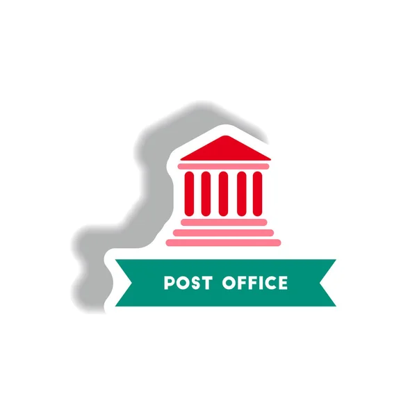 Edifício Post Office Ícone Elegante Estilo Adesivo Papel —  Vetores de Stock