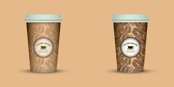 Design Creativo Tazze Caffè Asporto — Vettoriale Stock