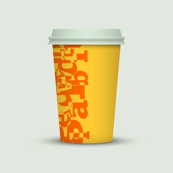 Кофейная Чашка Творческими Буквами Светлом Фоне — стоковый вектор
