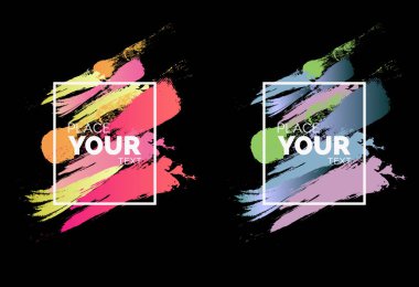 afiş ve fırça darbeleri geometrik çerçevede boyalı el ile ayarla