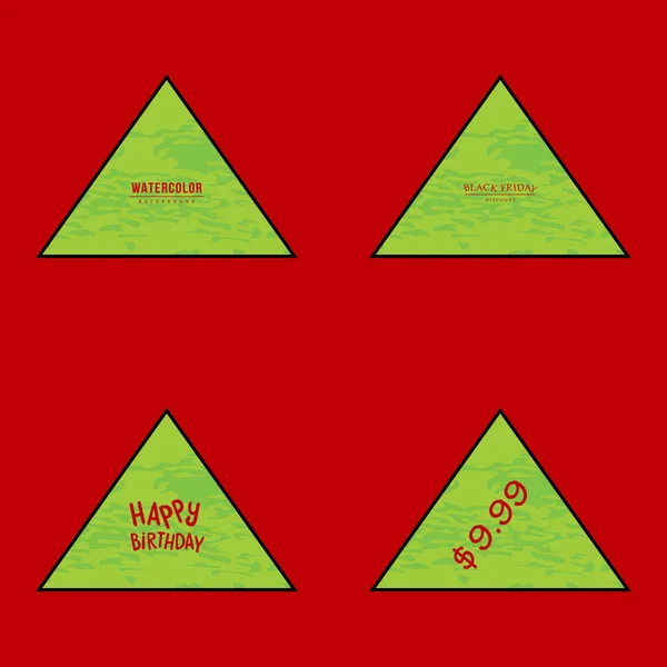 Conjunto Triângulos Aquarela Verde Como Fundo Com Texto —  Vetores de Stock