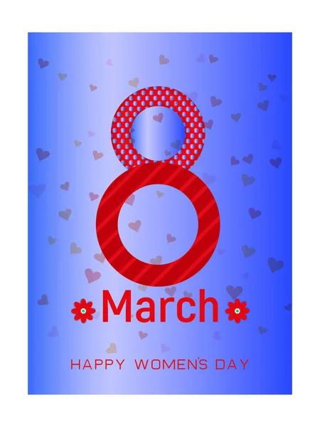 März Grußkarte Zum Internationalen Frauentag — Stockvektor