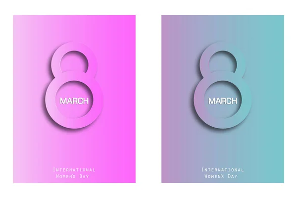 Conjunto Carteles Brillantes Para Día Internacional Mujer Marzo — Archivo Imágenes Vectoriales